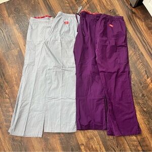 Lot of 4 Size Medium Women’s Dickies Scrubs Bottoms Gray and Purple